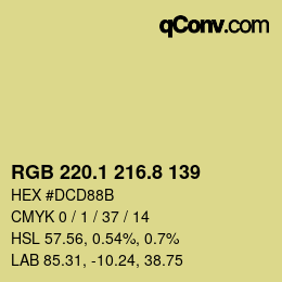 カラーコード: RGB 220.1 216.8 139 | qconv.com