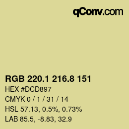 Color code: RGB 220.1 216.8 151 | qconv.com