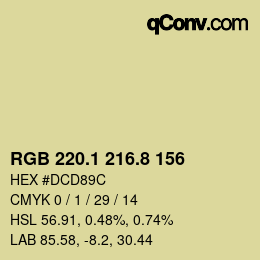 Color code: RGB 220.1 216.8 156 | qconv.com