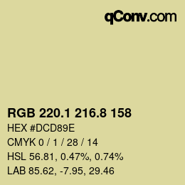 カラーコード: RGB 220.1 216.8 158 | qconv.com