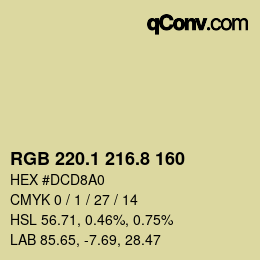 カラーコード: RGB 220.1 216.8 160 | qconv.com