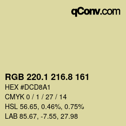 Color code: RGB 220.1 216.8 161 | qconv.com