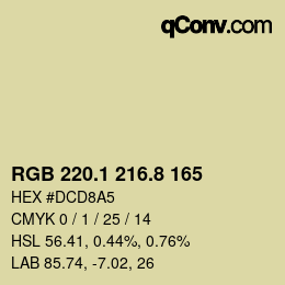 カラーコード: RGB 220.1 216.8 165 | qconv.com