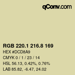 Color code: RGB 220.1 216.8 169 | qconv.com