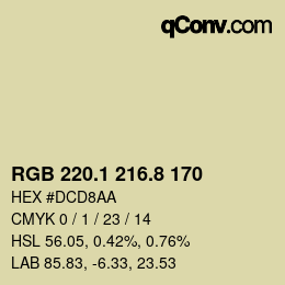 Code couleur: RGB 220.1 216.8 170 | qconv.com