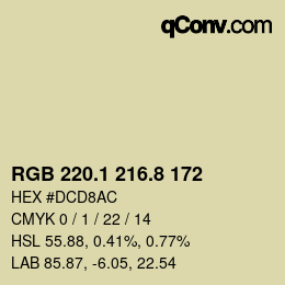 Farbcode: RGB 220.1 216.8 172 | qconv.com