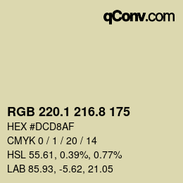カラーコード: RGB 220.1 216.8 175 | qconv.com