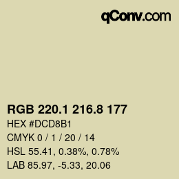Color code: RGB 220.1 216.8 177 | qconv.com
