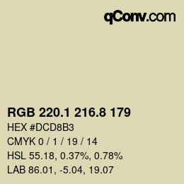 Color code: RGB 220.1 216.8 179 | qconv.com