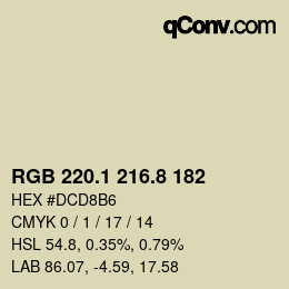 Color code: RGB 220.1 216.8 182 | qconv.com