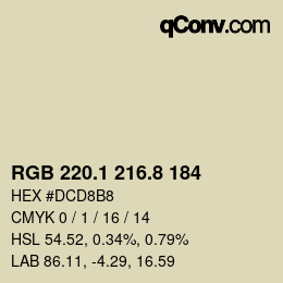 Color code: RGB 220.1 216.8 184 | qconv.com