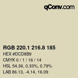 Color code: RGB 220.1 216.8 185 | qconv.com