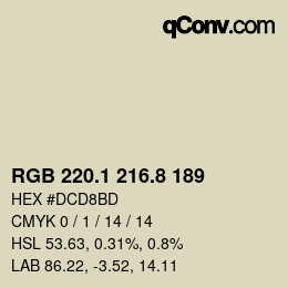 Color code: RGB 220.1 216.8 189 | qconv.com