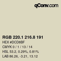 Color code: RGB 220.1 216.8 191 | qconv.com