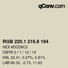 Farbcode: RGB 220.1 216.8 194 | qconv.com