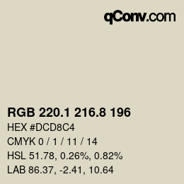 Color code: RGB 220.1 216.8 196 | qconv.com