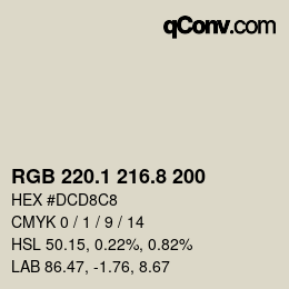 カラーコード: RGB 220.1 216.8 200 | qconv.com
