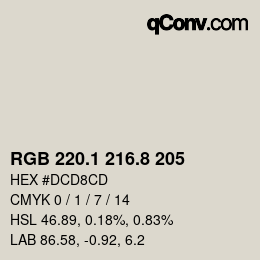 Código de color: RGB 220.1 216.8 205 | qconv.com