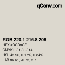 Color code: RGB 220.1 216.8 206 | qconv.com