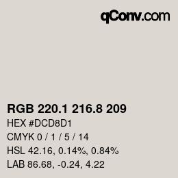 Color code: RGB 220.1 216.8 209 | qconv.com