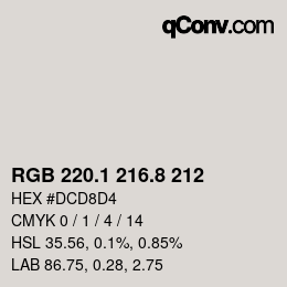 Color code: RGB 220.1 216.8 212 | qconv.com