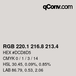 カラーコード: RGB 220.1 216.8 213.4 | qconv.com