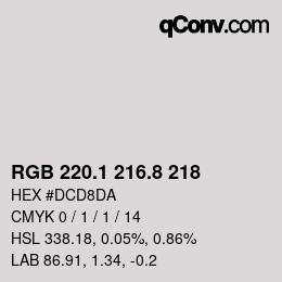 Color code: RGB 220.1 216.8 218 | qconv.com
