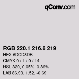 Color code: RGB 220.1 216.8 219 | qconv.com