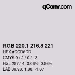 カラーコード: RGB 220.1 216.8 221 | qconv.com