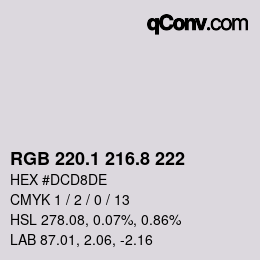 カラーコード: RGB 220.1 216.8 222 | qconv.com