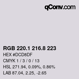 Color code: RGB 220.1 216.8 223 | qconv.com