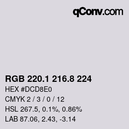 Color code: RGB 220.1 216.8 224 | qconv.com