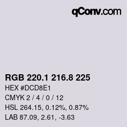 Farbcode: RGB 220.1 216.8 225 | qconv.com
