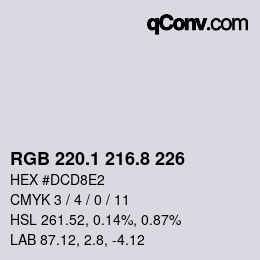Color code: RGB 220.1 216.8 226 | qconv.com