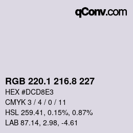 Color code: RGB 220.1 216.8 227 | qconv.com