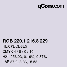 Color code: RGB 220.1 216.8 229 | qconv.com