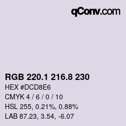 Color code: RGB 220.1 216.8 230 | qconv.com