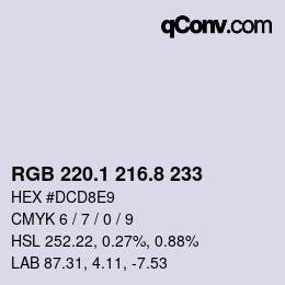 Color code: RGB 220.1 216.8 233 | qconv.com