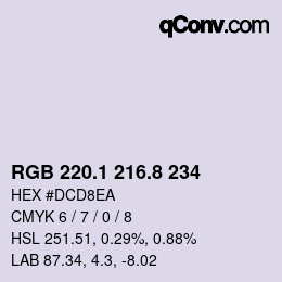 Color code: RGB 220.1 216.8 234 | qconv.com