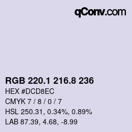 Farbcode: RGB 220.1 216.8 236 | qconv.com