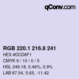 Color code: RGB 220.1 216.8 241 | qconv.com