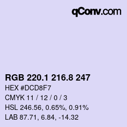 カラーコード: RGB 220.1 216.8 247 | qconv.com