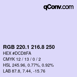 Color code: RGB 220.1 216.8 250 | qconv.com