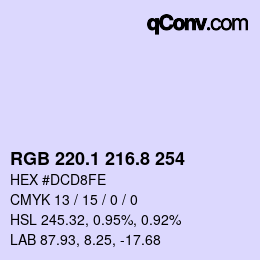 カラーコード: RGB 220.1 216.8 254 | qconv.com