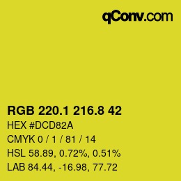 カラーコード: RGB 220.1 216.8 42 | qconv.com