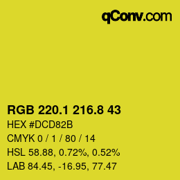 カラーコード: RGB 220.1 216.8 43 | qconv.com