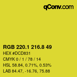 カラーコード: RGB 220.1 216.8 49 | qconv.com