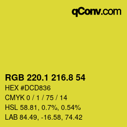 カラーコード: RGB 220.1 216.8 54 | qconv.com