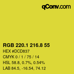 カラーコード: RGB 220.1 216.8 55 | qconv.com