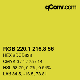 カラーコード: RGB 220.1 216.8 56 | qconv.com